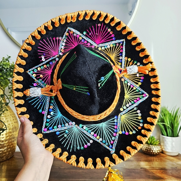 Handcrafted Sombrero Selene Calidad Mexican Mariachi Multicolor Children's Hat - Picture 2 of 16